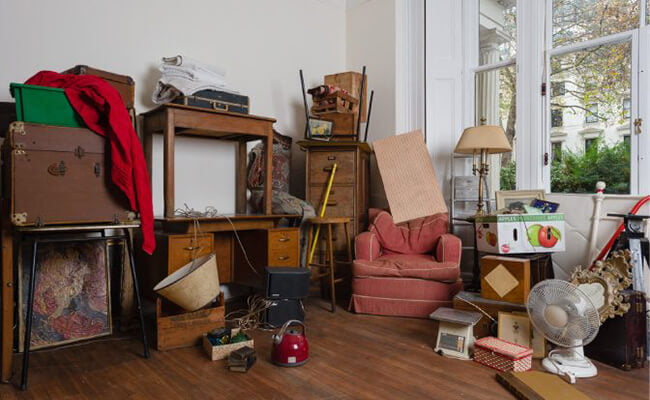 Household furniture and items ready for a house clearance in Cornwall
